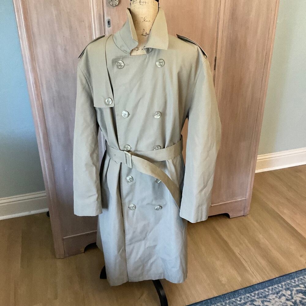 Vintage Misty Harbor Tan beige Double Breasted Classic Trench Coat Size 42